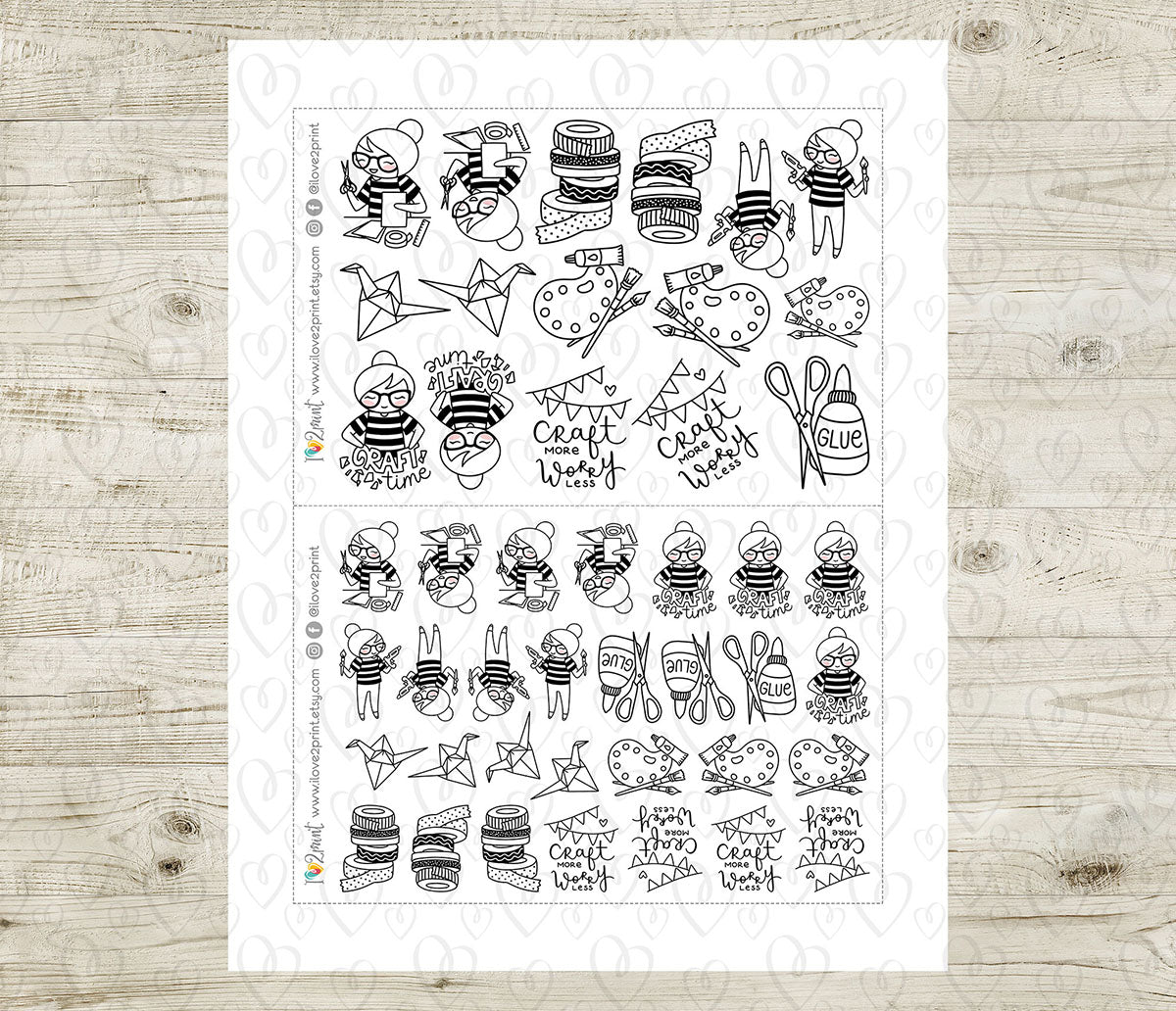 Elena Craft - DOODLE Printable Planner Sticker - PDF & Cut Files