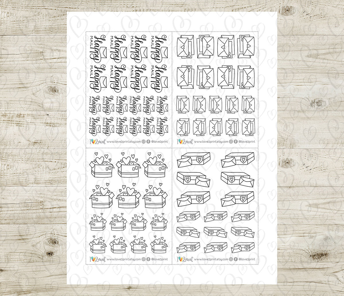 Elena Happy Mail - DOODLE Printable Planner Sticker - PDF & Cut Files