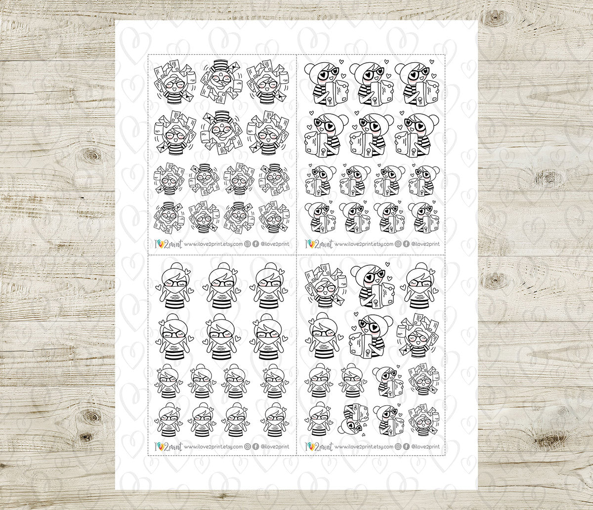 Elena Happy Mail - DOODLE Printable Planner Sticker - PDF & Cut Files