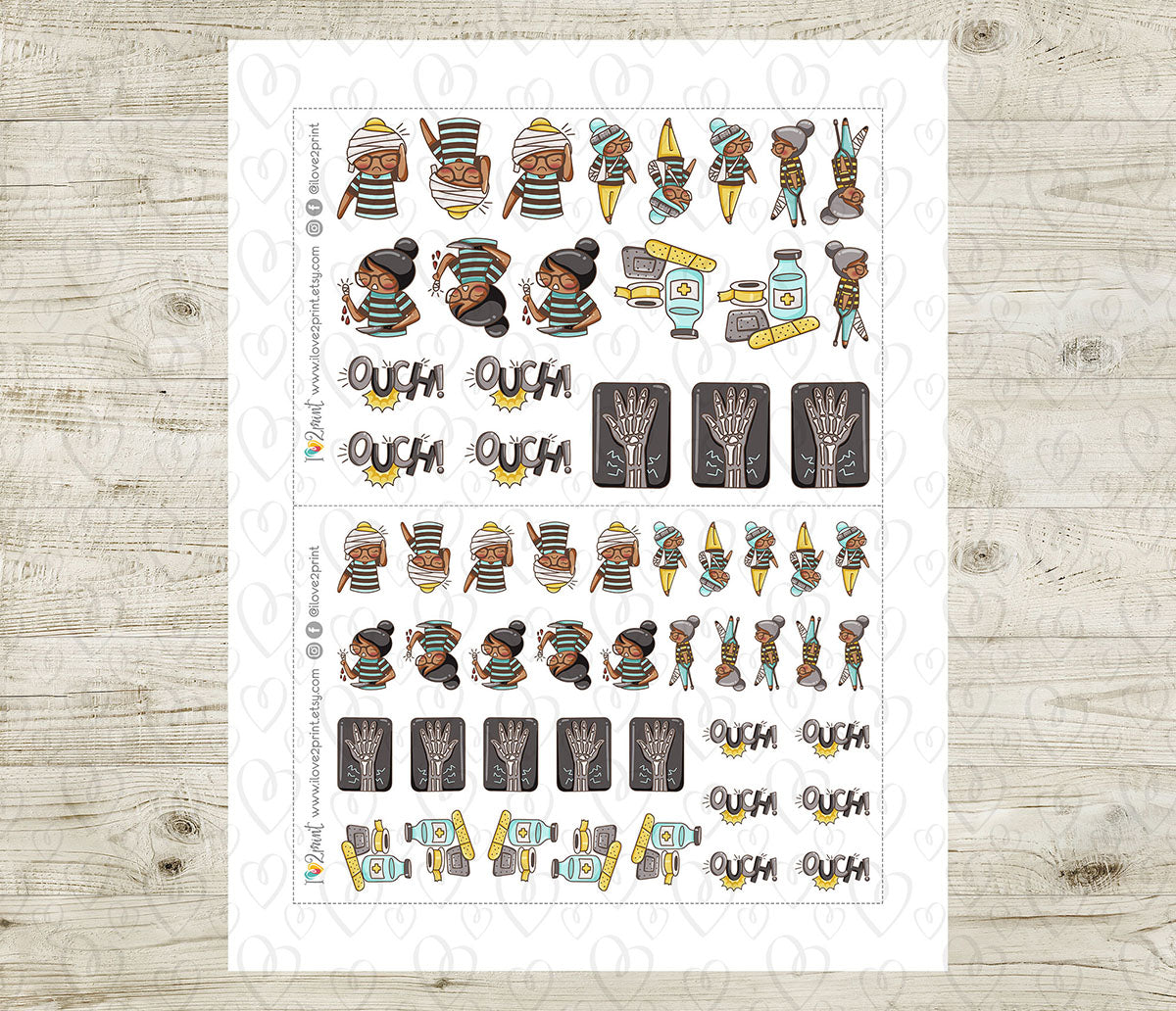 Elena Injured - COLOR Printable Planner Sticker - PDF & Cut Files