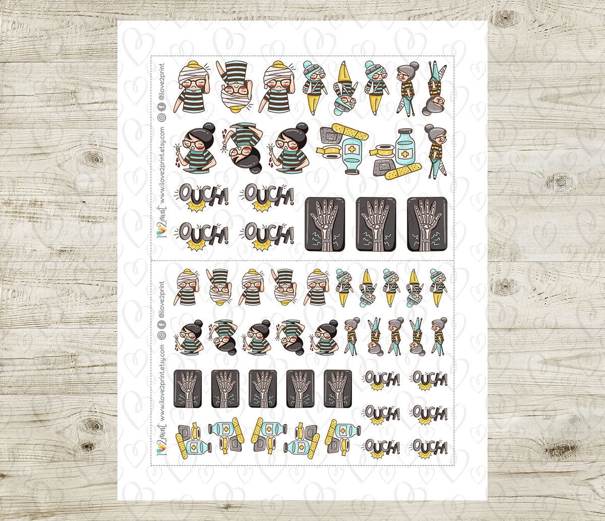 Elena Injured - COLOR Printable Planner Sticker - PDF & Cut Files