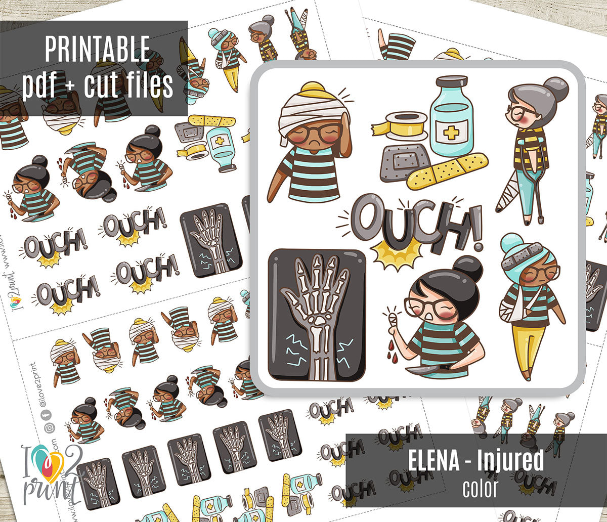 Elena Injured - COLOR Printable Planner Sticker - PDF & Cut Files