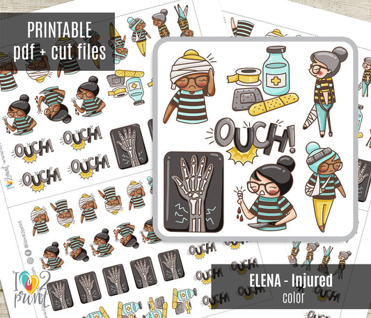 Elena Injured - COLOR Printable Planner Sticker - PDF & Cut Files