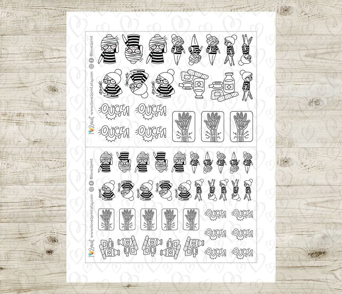 Elena Injured - DOODLE Printable Planner Sticker - PDF & Cut Files