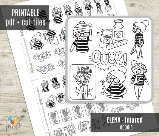 Elena Injured - DOODLE Printable Planner Sticker - PDF & Cut Files