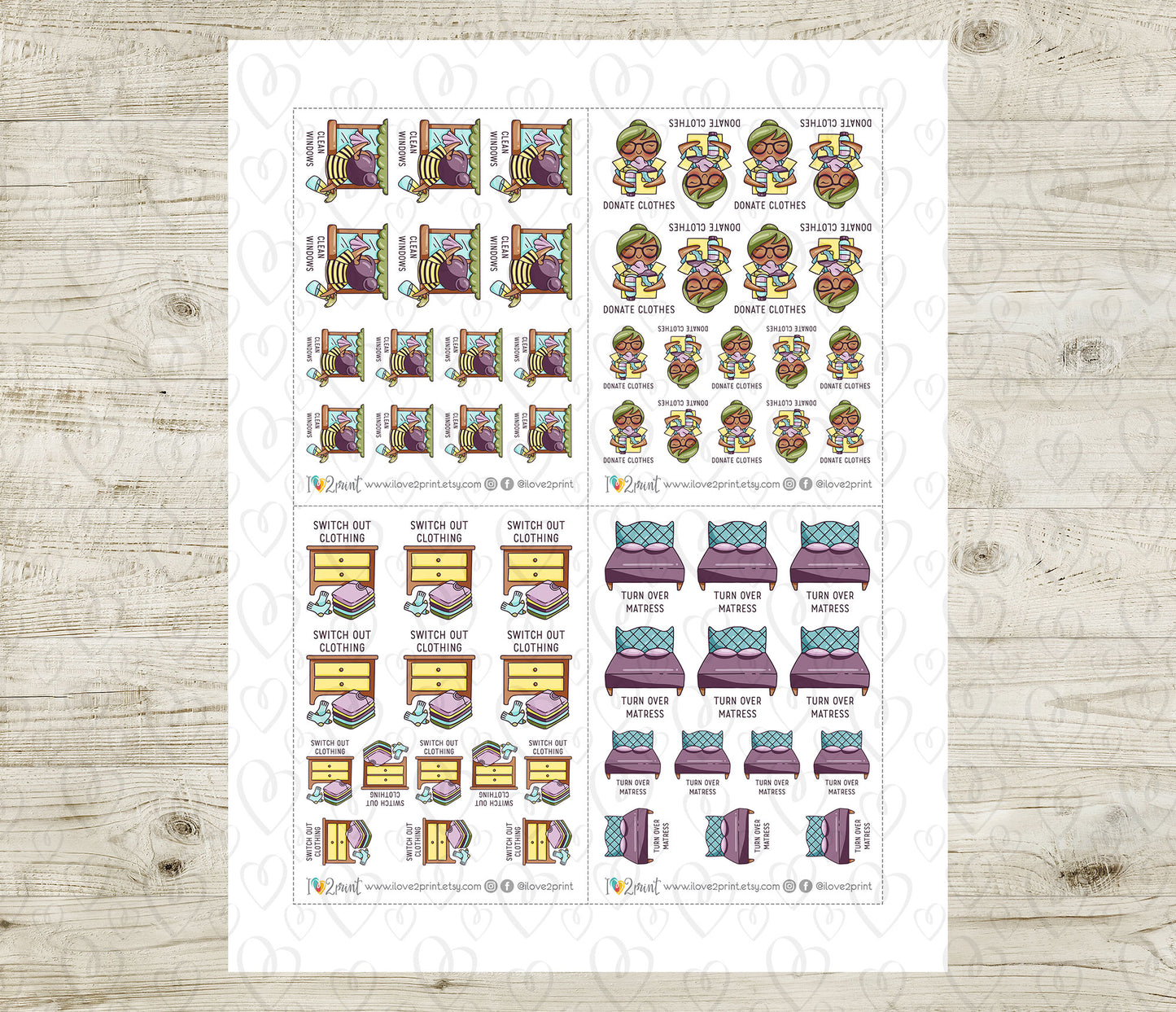 Elena Spring Cleaning – Color (2 skin variations) Printable Stickers (PDF + Cut Files)