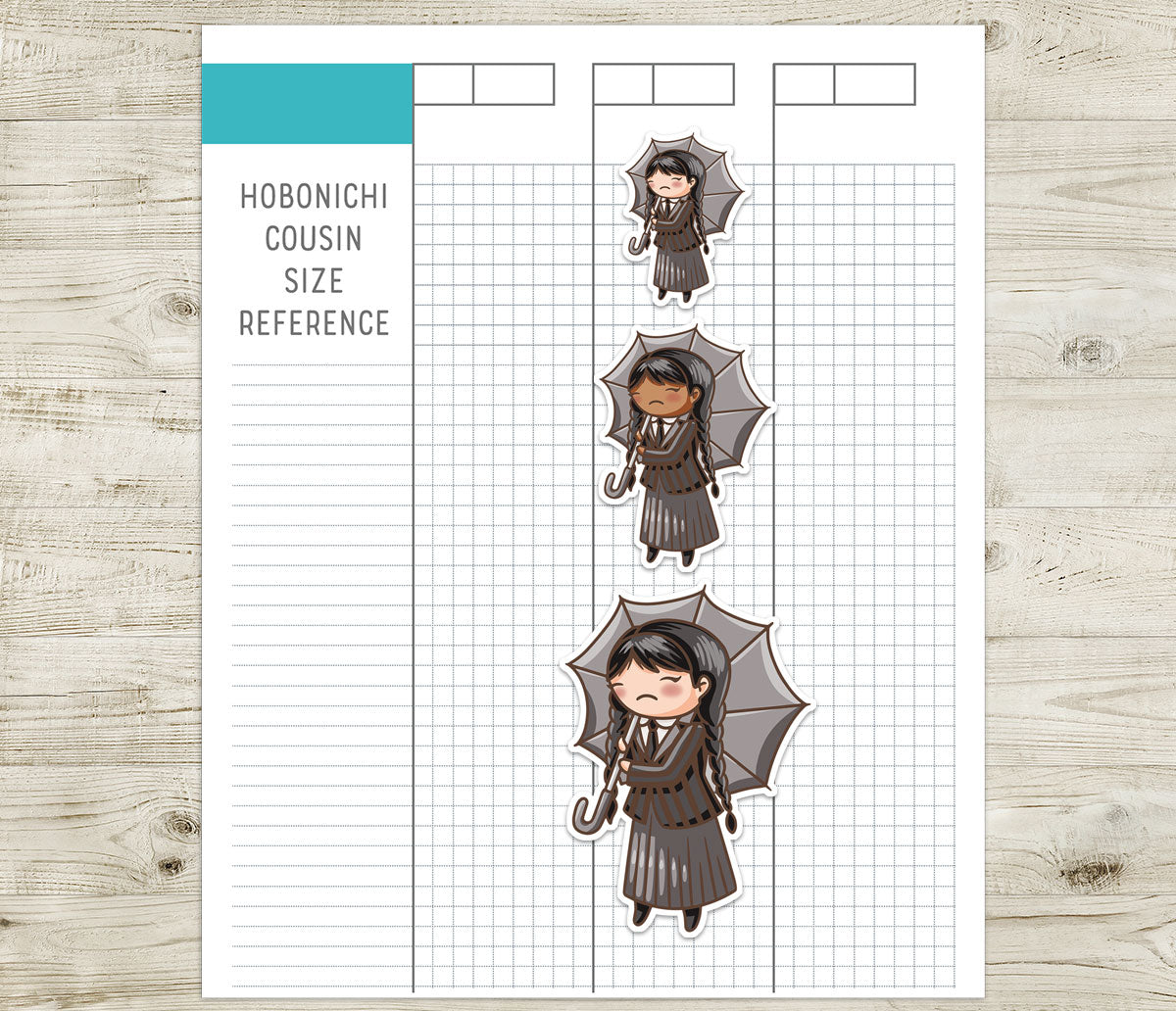 Wednesday TV Show Fan Art – COLOR Printable Planner Stickers (Elena Style) – PDF + Cut Files
