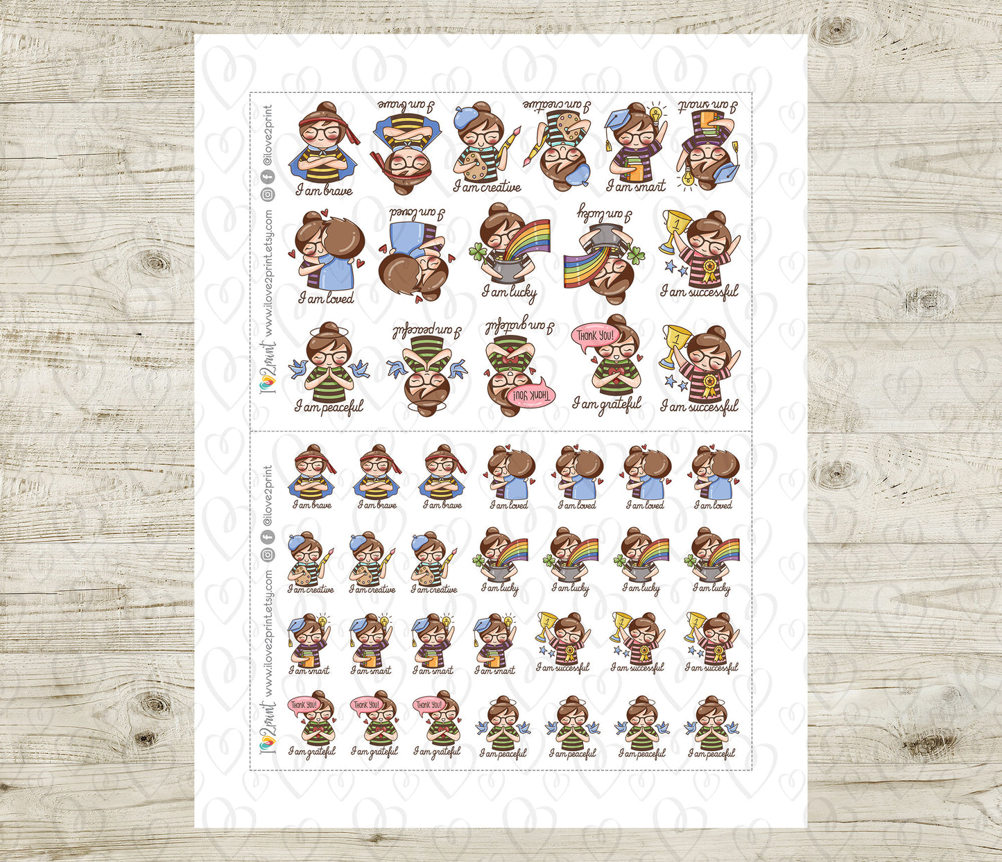 Elena Daily Affirmation Set2 - COLOR Printable Planner Sticker - PDF & Cut Files