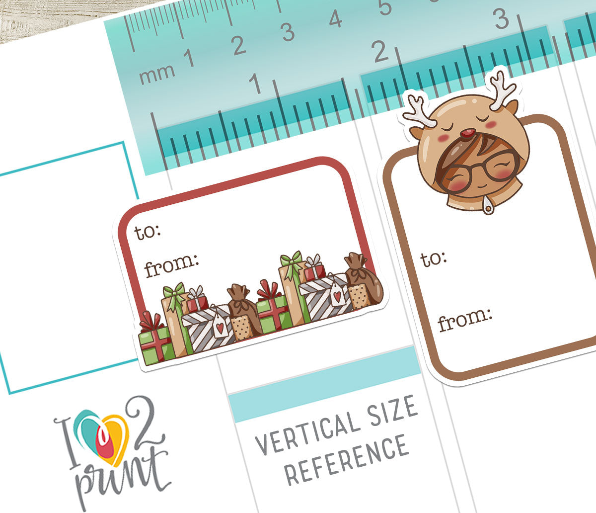 Elena Christmas Gift Labels – Holidays Tags Printable Planner Stickers – PDF & Cut Files – Instant Download