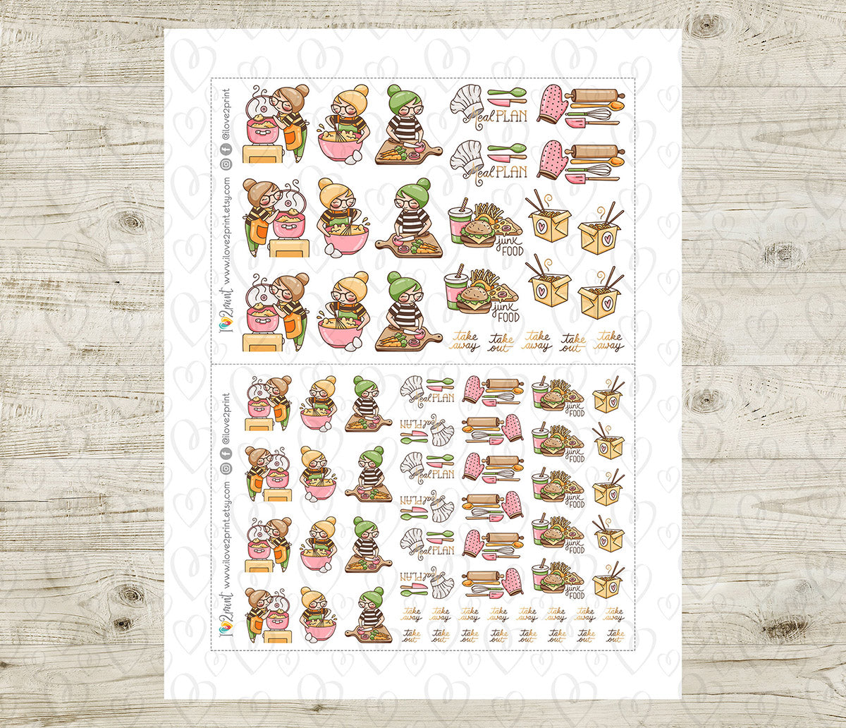Elena Cooking - COLOR Printable Planner Sticker - PDF & Cut Files