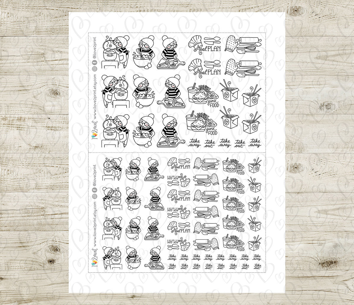 Elena Cooking - DOODLE Printable Planner Sticker - PDF & Cut Files