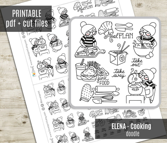 Elena Cooking - DOODLE Printable Planner Sticker