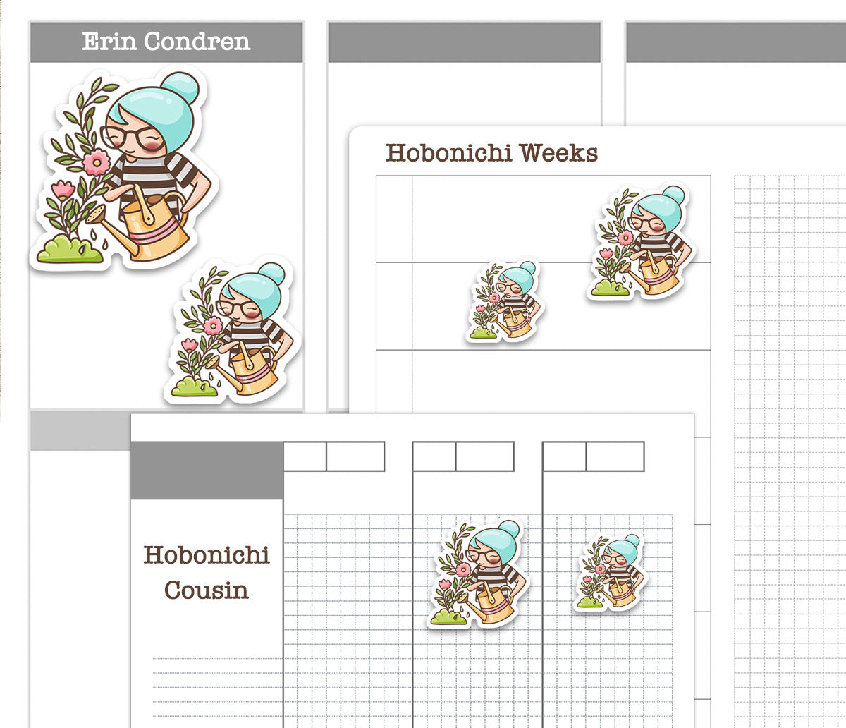 Elena Gardening Color Printable Stickers | 2 Skin Tones Plants | 2 Sizes | PDF Cut Files