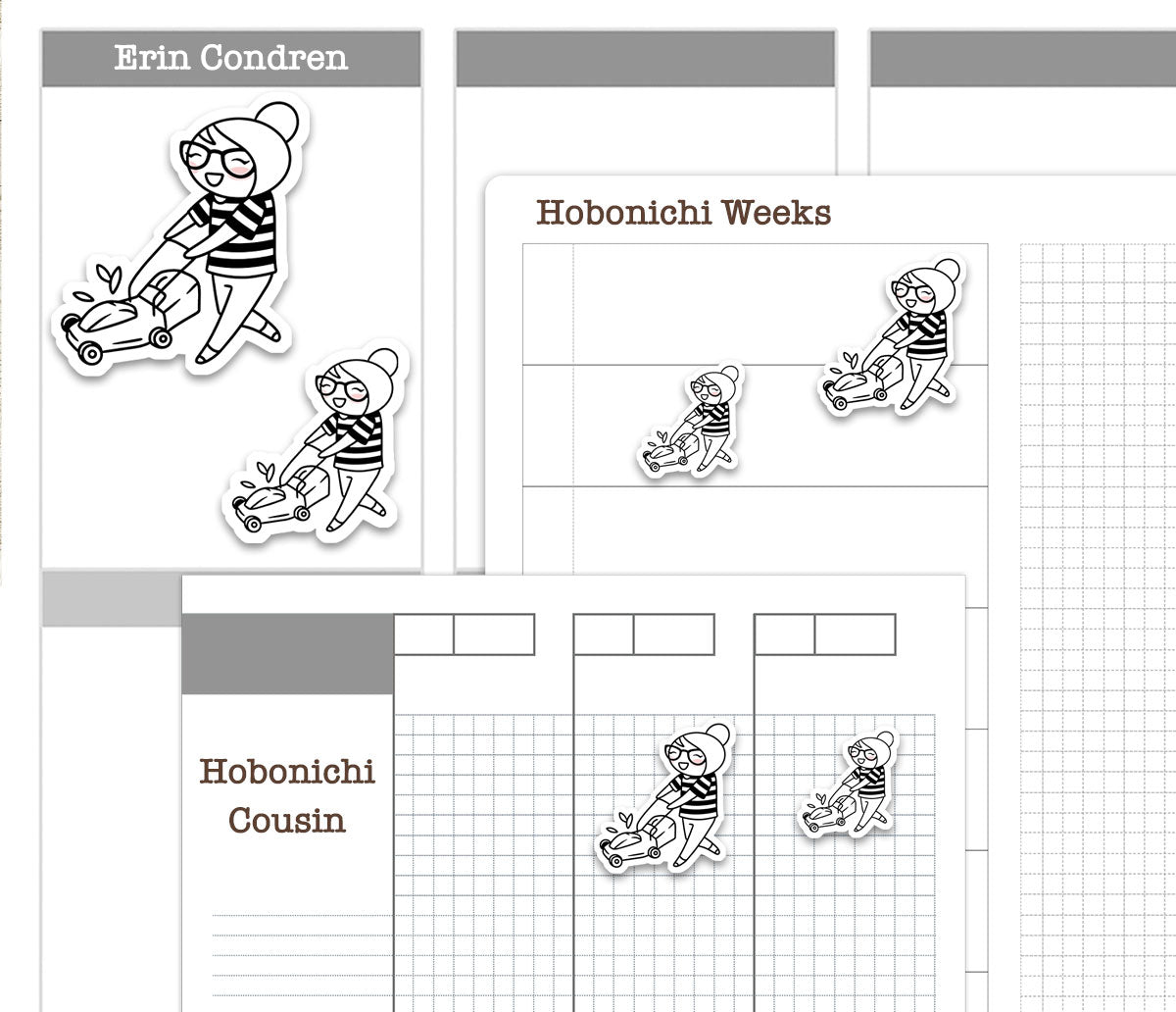 Elena Gardening Doodle Printable Planner Stickers | Outline Plants | 2 Sizes | PDF Cut Files