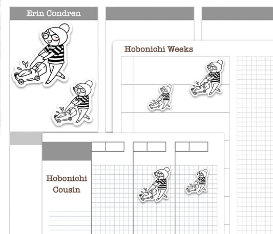 Elena Gardening Doodle Printable Planner Stickers | Outline Plants | 2 Sizes | PDF Cut Files