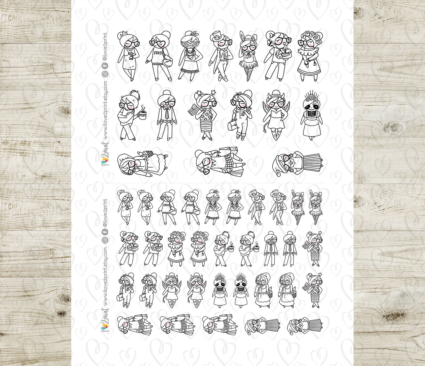 Holidays Outfit - Elena Planner Girl – DOODLE Printable Stickers – General Holidays – PDF & Cut Files