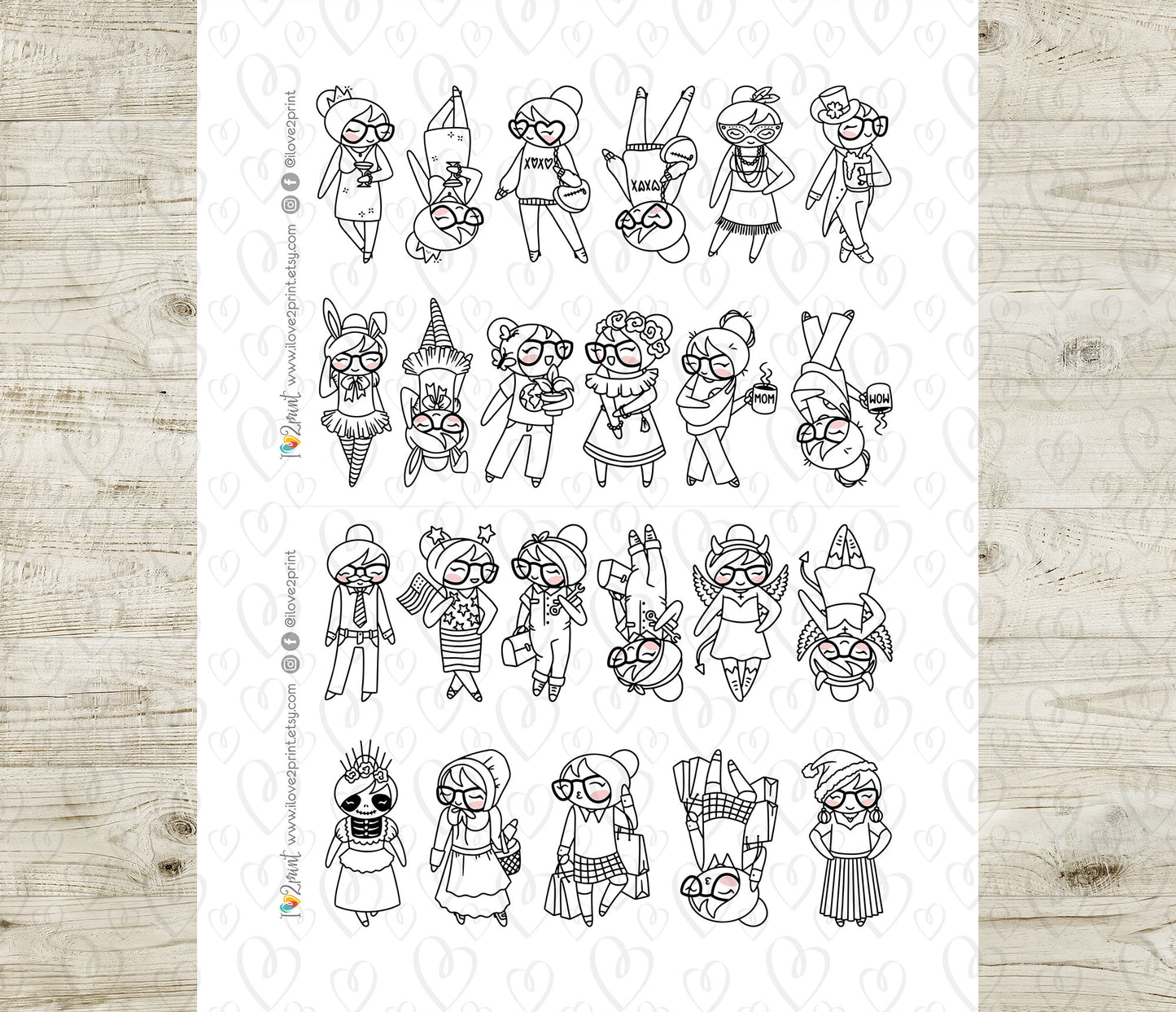 Holidays Outfit - Elena Planner Girl – DOODLE Printable Stickers – General Holidays – PDF & Cut Files