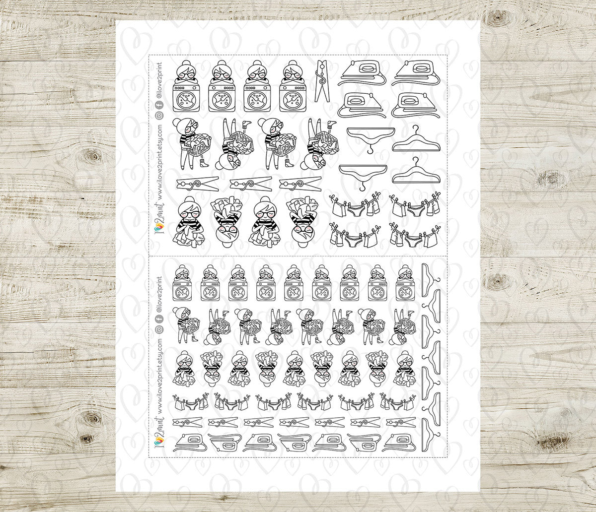 Elena Laundry - DOODLE Printable Planner Sticker - PDF & Cut Files