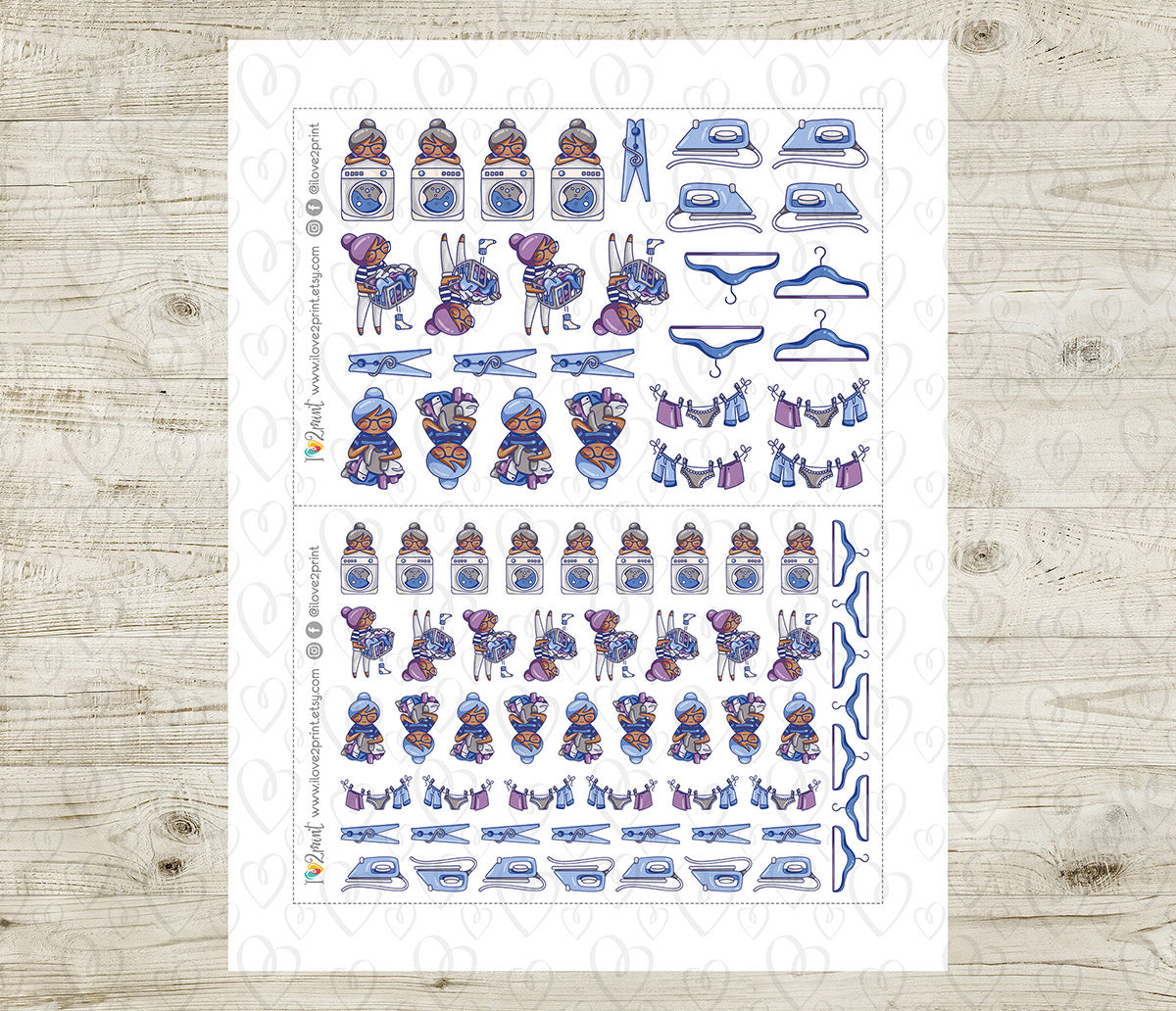 Elena Laundry - COLOR Printable Planner Sticker - PDF & Cut Files