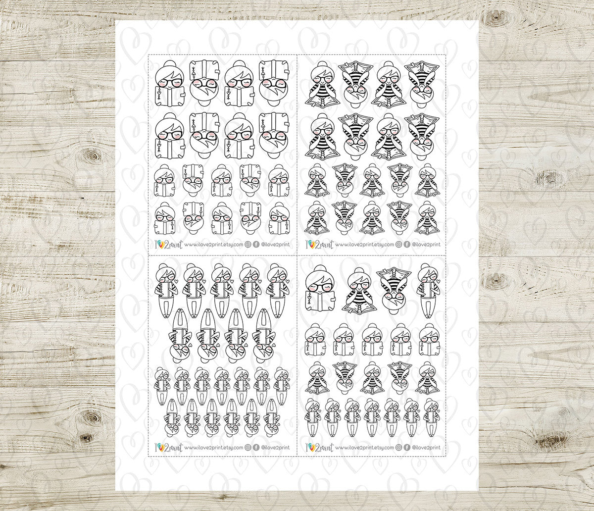 Elena Planning - DOODLE Printable Planner Sticker - PDF & Cut Files