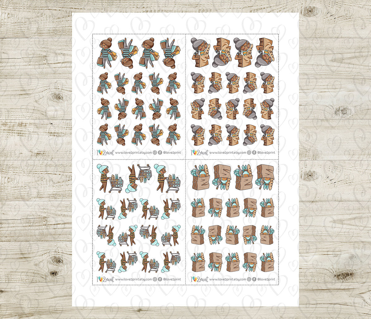 Elena Shopping - COLOR Printable Planner Sticker - PDF & Cut Files