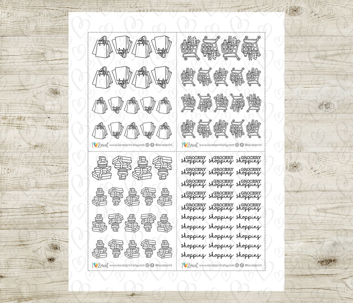 Elena Shopping - DOODLE Printable Planner Sticker - PDF & Cut Files