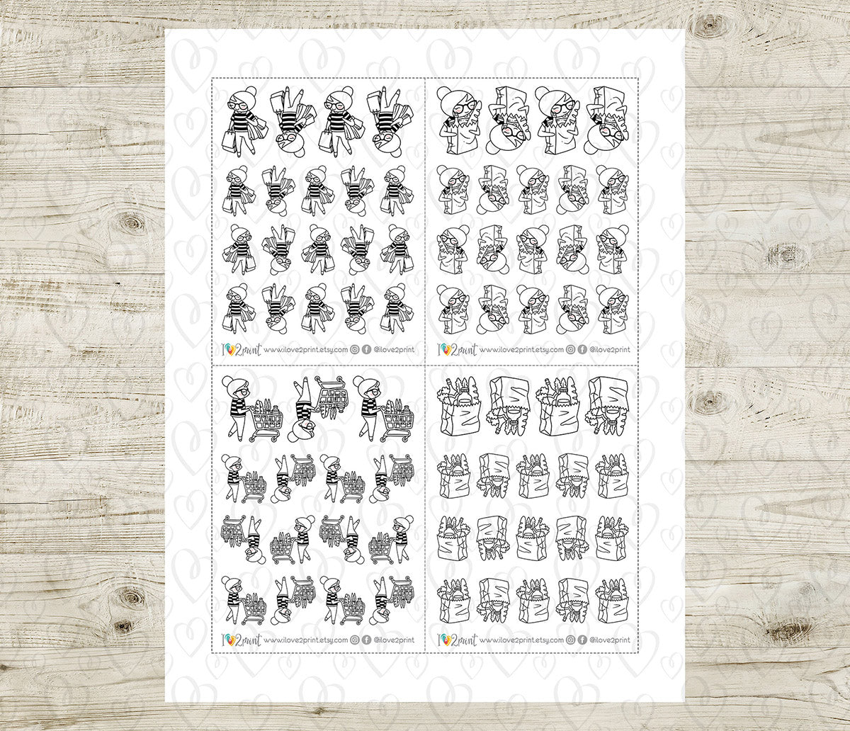 Elena Shopping - DOODLE Printable Planner Sticker - PDF & Cut Files