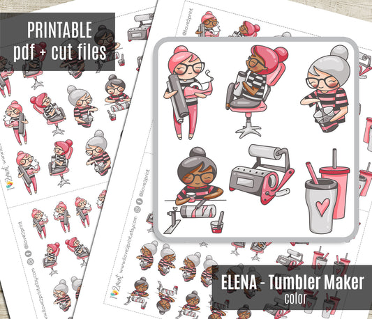 Elena Tumbler Color Printable Stickers | 2 Skin Tones Craft | 2 Sizes | PDF Cut Files
