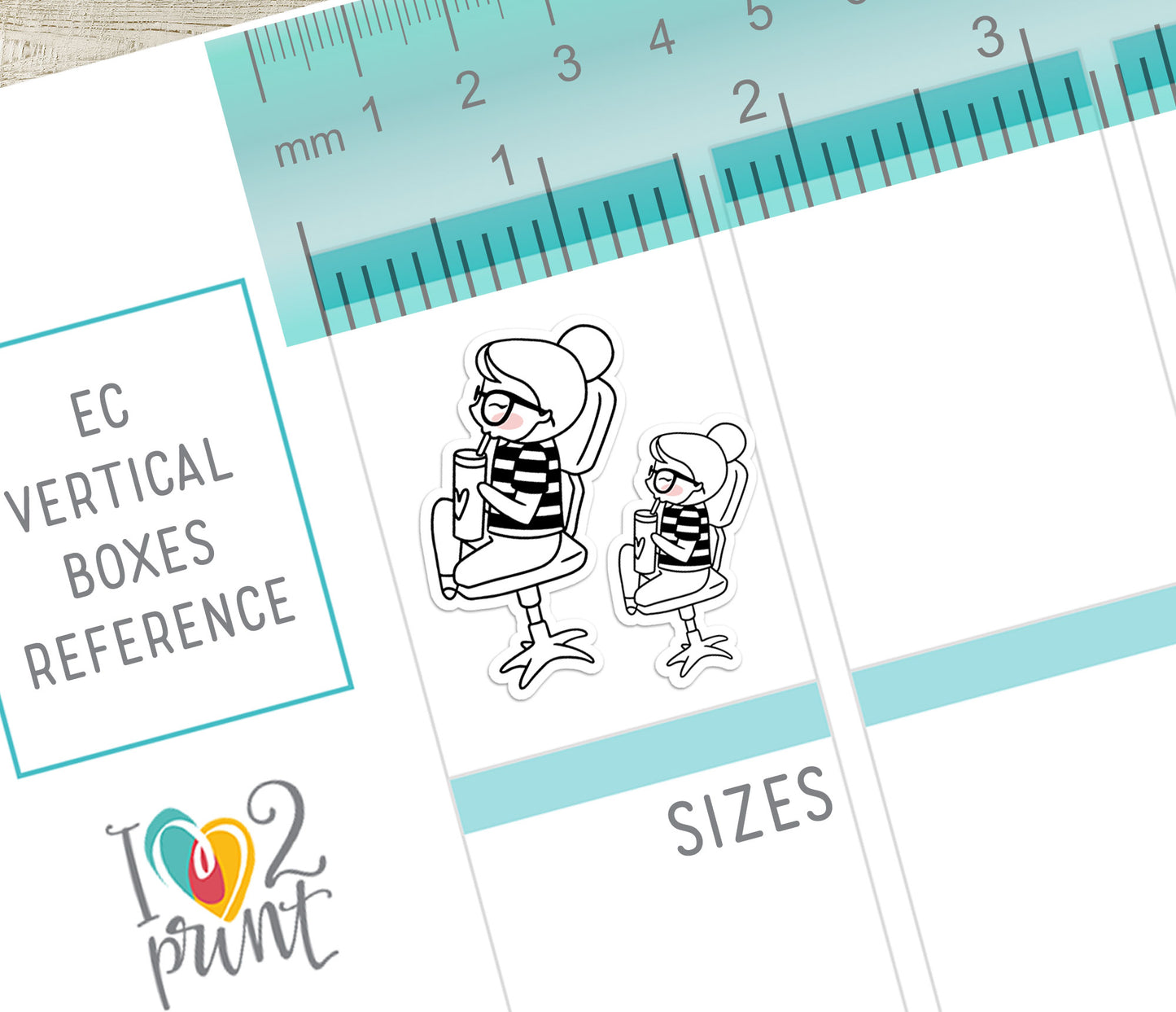 Elena Tumbler Doodle Printable Planner Stickers | Outline Craft | 2 Sizes | PDF Cut Files