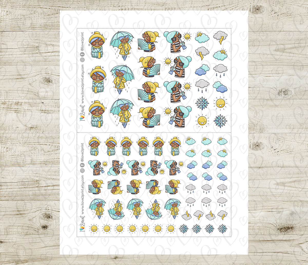 Elena Weather - COLOR Printable Planner Sticker - PDF & Cut Files