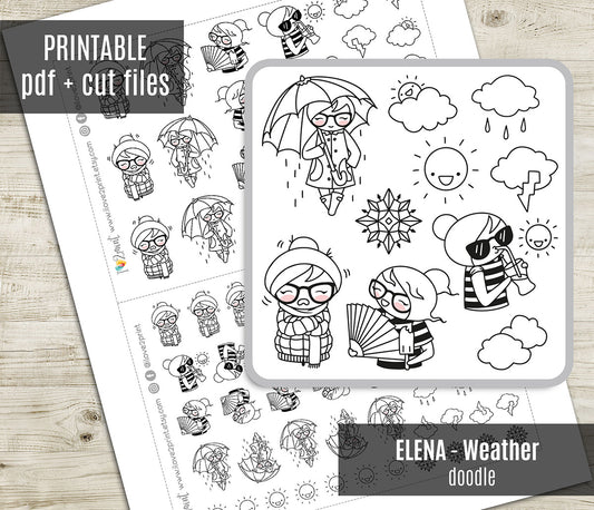 Elena Weather - DOODLE Printable Planner Sticker - PDF & Cut Files