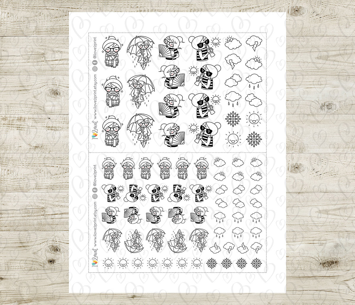 Elena Weather - DOODLE Printable Planner Sticker - PDF & Cut Files
