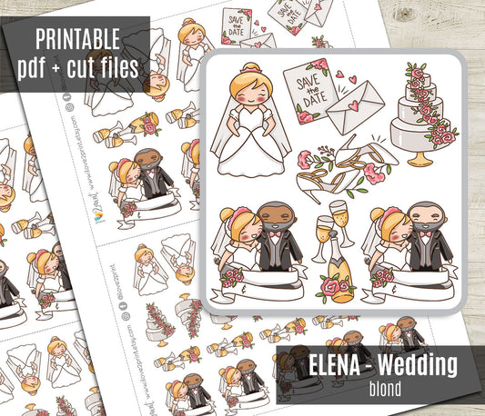 Elena's Wedding – BLOND Printable Planner Stickers – PDF & Cut Files