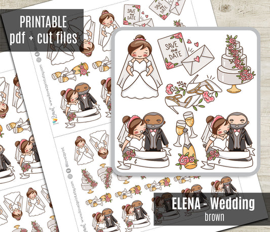 Elena's Wedding – BROWN Printable Planner Stickers – PDF & Cut Files