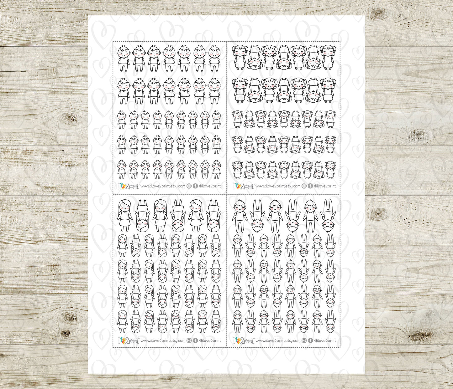 Make Your Own Family Set 1 Doodle Stickers | Elena Father Baby Kids | PDF Cut Files