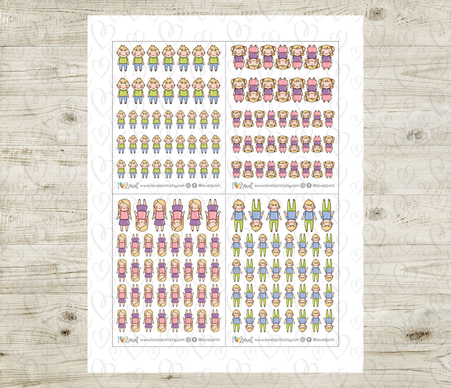 Make Your Own Family Set 1 Blond Hair Stickers | Elena Father Baby Kids | PDF Cut Files