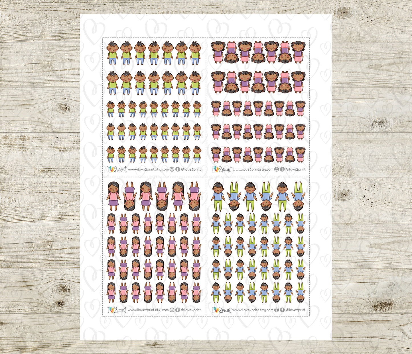 Make Your Own Family Set 1 Black Hair Stickers | Elena Father Baby Kids | PDF Cut Files