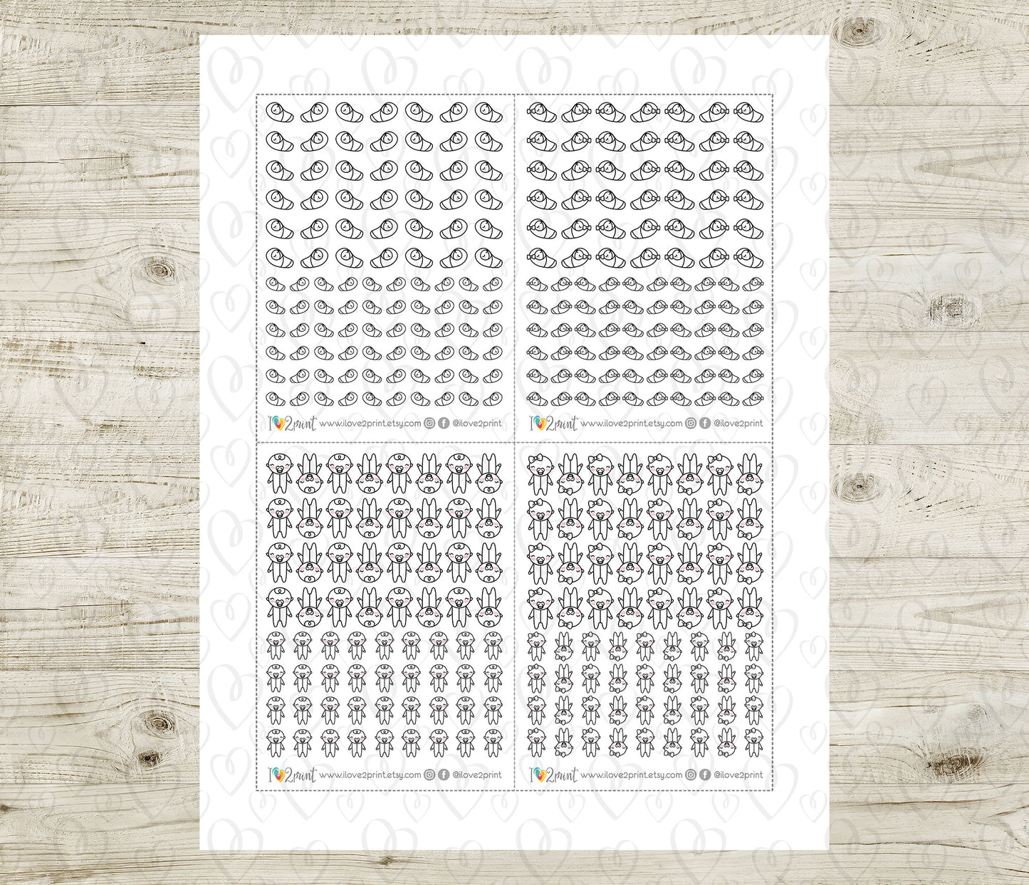Make Your Own Family Set 1 Doodle Stickers | Elena Father Baby Kids | PDF Cut Files