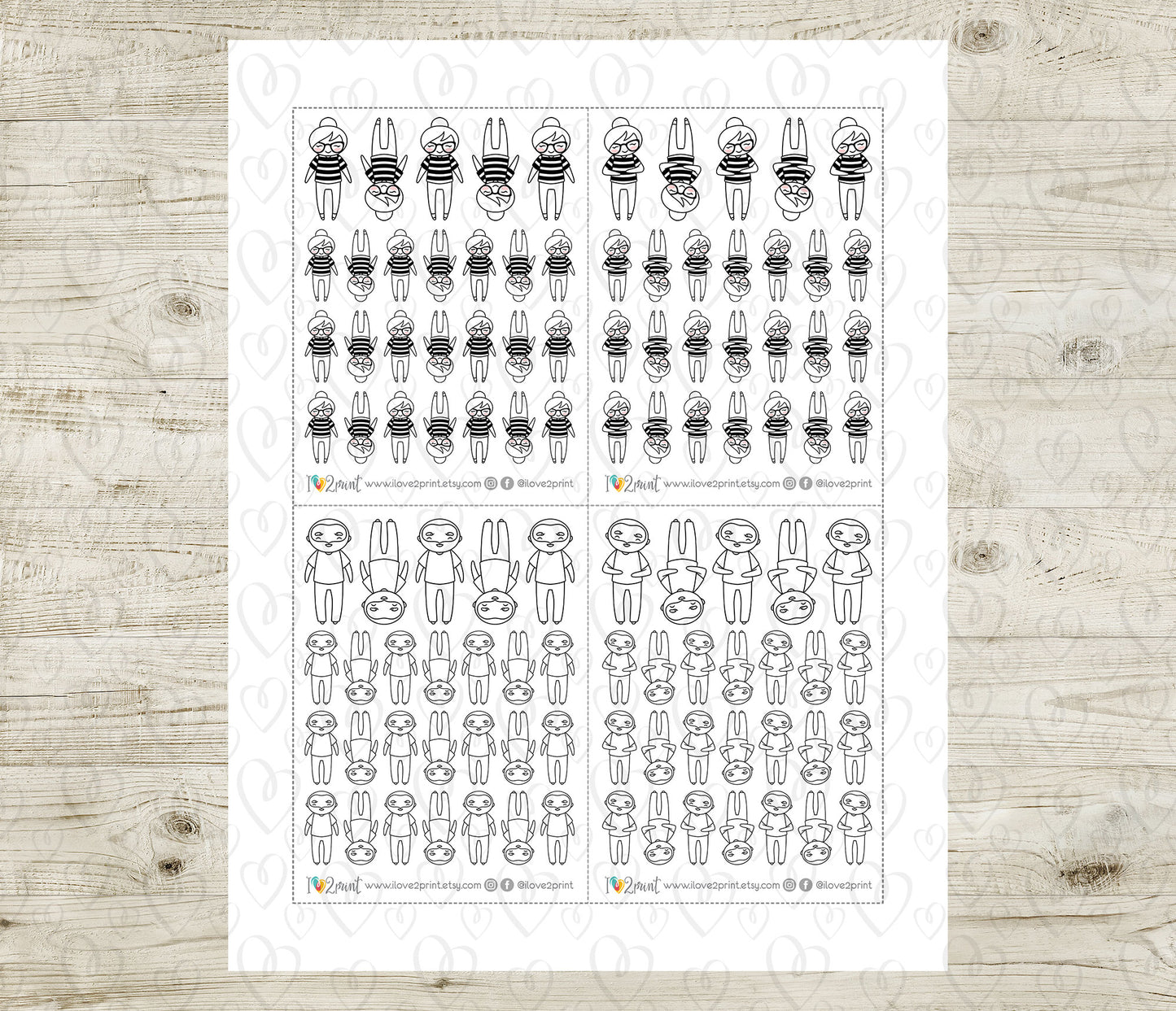 Make Your Own Family Set 1 Doodle Stickers | Elena Father Baby Kids | PDF Cut Files