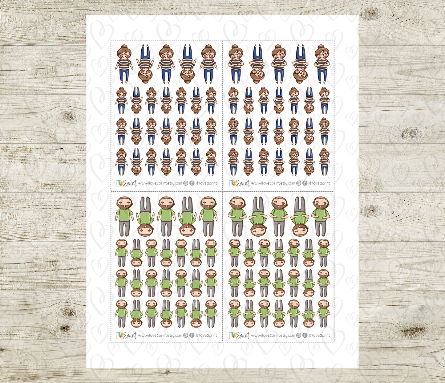 Make Your Own Family Set 1 Brown Hair Stickers | Elena Father Baby Kids | PDF Cut Files