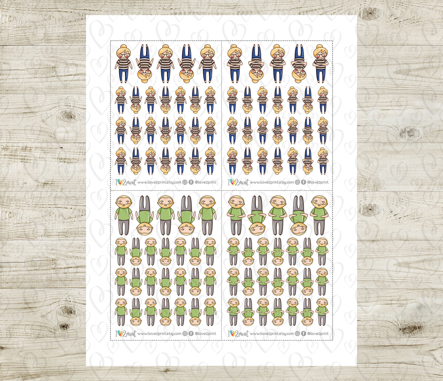 Make Your Own Family Set 1 Blond Hair Stickers | Elena Father Baby Kids | PDF Cut Files