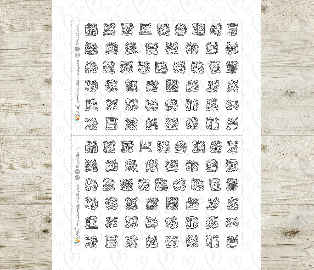 50 Fall - Daily Life Printable Icons Stickers – COLOR Planner Icons - PDF & Cut Files