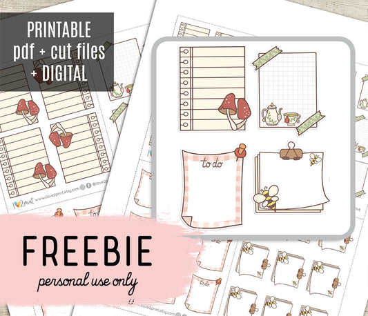 FREEBIE Fall Notes - Printable Planner Stickers - Pdf & Cut Files