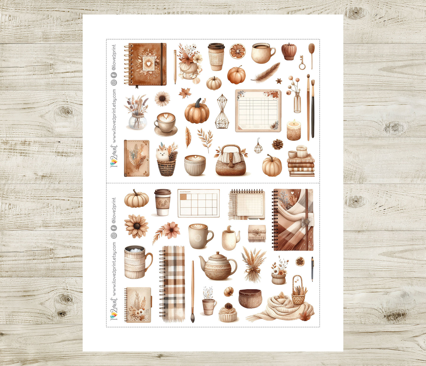Fall Planning Stickers – Autumn Functional & Decorative Printable Kit – PDF & Cut Files