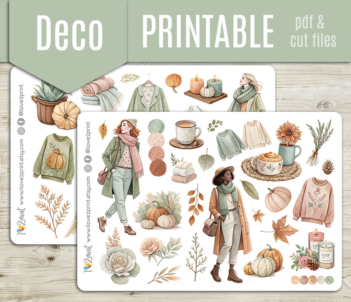 Falling for Fall – COMPLETE COLLECTION – Printable Planner Stickers BUNDLE – PDF & Cut Files