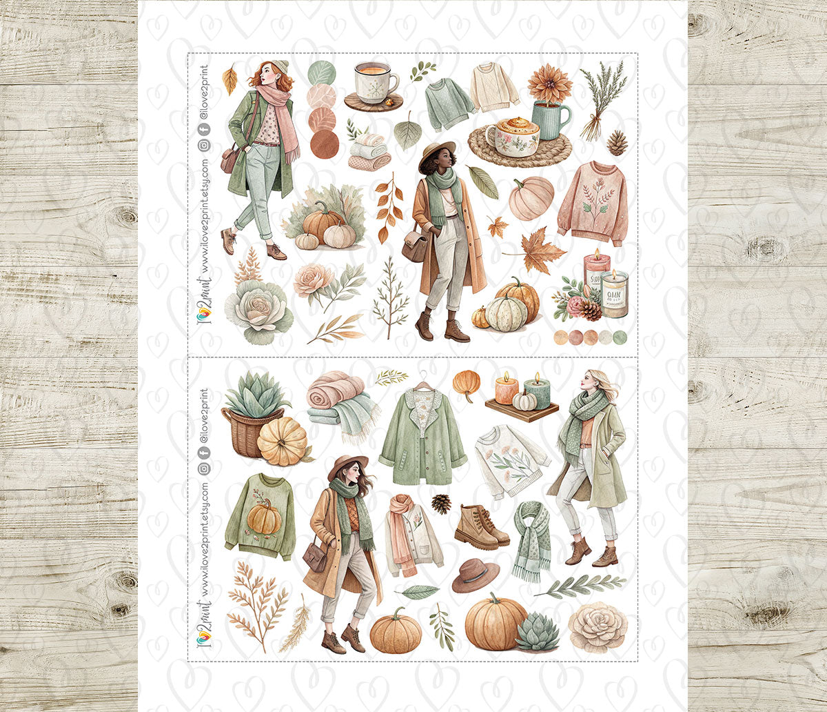 Falling for Fall –  Printable Stickers – PDF & Cut Files