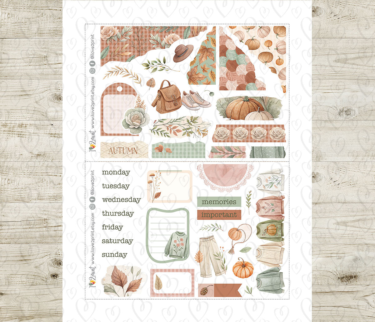 Falling for Fall – Bullet Journal Printable Stickers – PDF & Cut Files