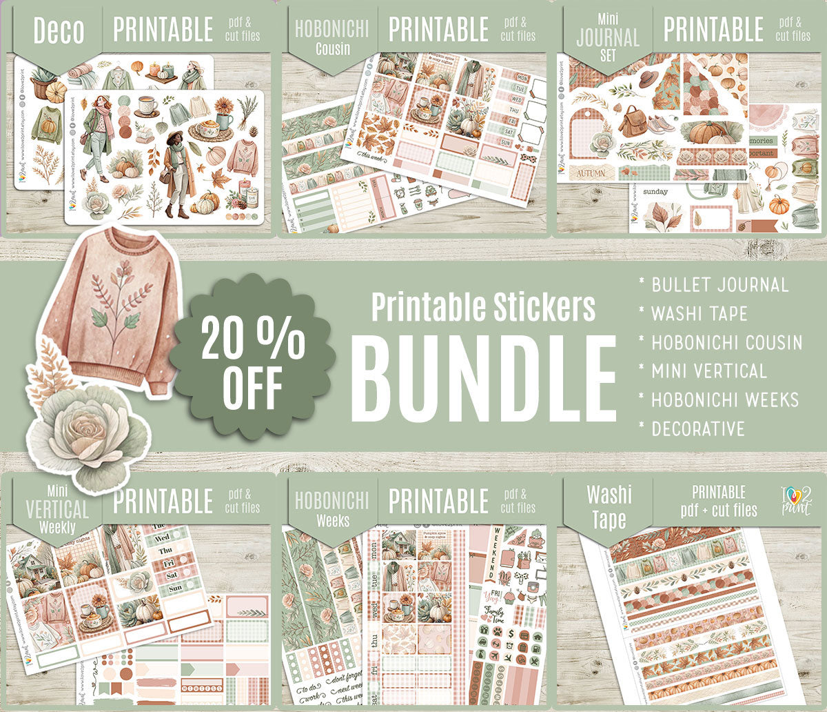 Falling for Fall – COMPLETE COLLECTION – Printable Planner Stickers BUNDLE – PDF & Cut Files