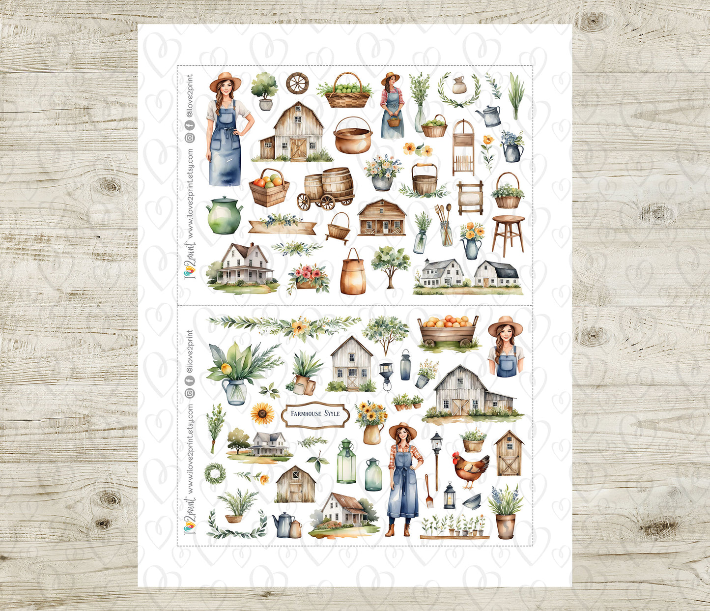 Farm Life Decorative Stickers - Printable PDF & Cut Files