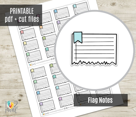 Flag Notes Printable Planner Stickers – Fun & Functional Set  – Instant Download